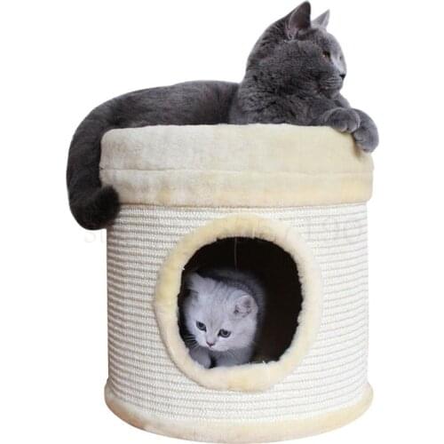 Small cat climbing frame with cat nest exit cat toy scratch post wear-resistant sisal grab board cat house
