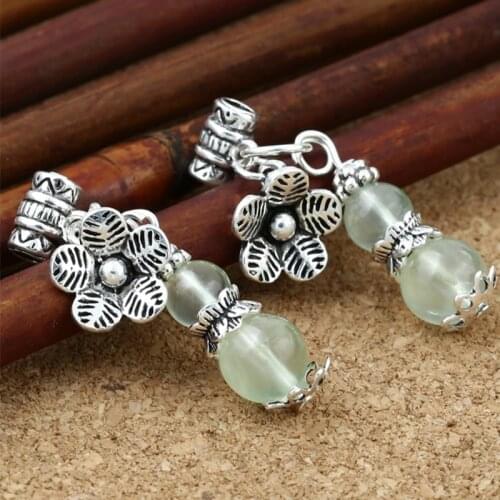 Bulk Commodity Wholesale S925 Sterling DIY Thai Silver Crystal Accessories Handmade Prehnite Gourd Bracelet Pendant