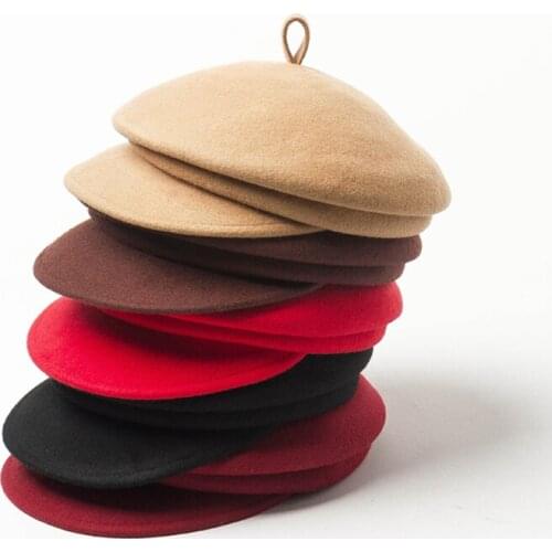 King Wheat Autumn Winter Wool Fedora Visors Casual Outdoor Peaked Cap 2021 Travel Shopping Fashion Keep Warm Student Newsboy Cap