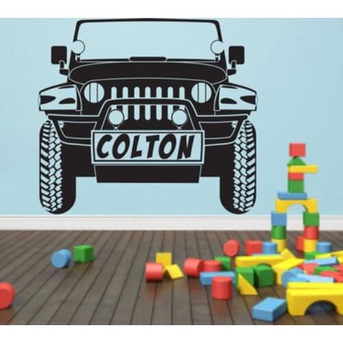 Personalized Car Name Wrangler Wall Decal Art Vinyl Home Decor Sticker Art Curved Kids Nursery Room Wall Sticker A-98