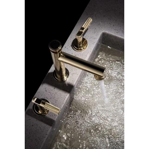 Simple luxury Gold plated bathroom sink faucet 5 colors two handles three holes mixer basin faucet Cold and hot water faucet