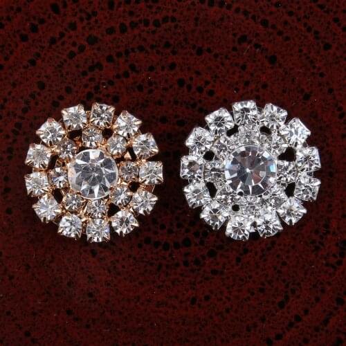 30pcs/lot 2colors Clear Alloy Crystal Flatback Buttons for Kids Girls Hair Accessories/Ornaments Bling Metal Rhinestone Buttons