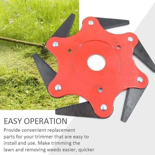 Steel Trimmer 6 Blades Cutter Head Grass Trimmer Brush 65Mn Weed Brush Cutting Head Garden Power Tool Accessories for Lawn Mower