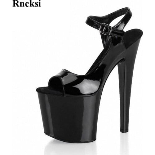 Rncksi Women New 20cm crystal platform sexy ultra high heels Fashion sandals 8 inch clubbing high heels Pole Dance Shoes