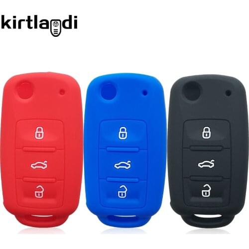 Silicone Key Case Holder Cover for VW Polo Golf 6 Passat B5 Caddy for Skoda Octavia 2 School A5 3 Button Remote Car Key Cover