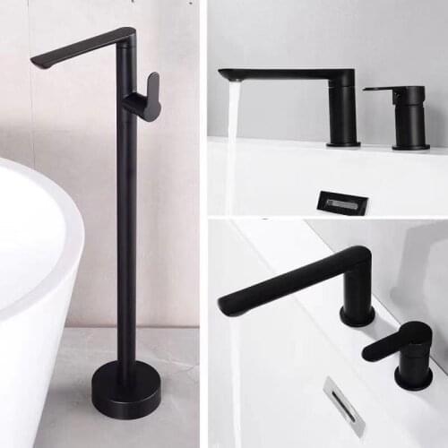 Bathroom Faucet Floor Stand Bathtub Faucets Rotating Spout Hot Cold Bath Tub Faucet Luxury Water Mixer Tap Crane