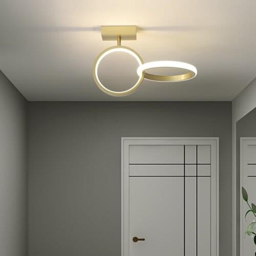 Modern LED Chandelier Lighting for the Corridor Hallway Fashion Golden Circle Ring Hanging Ceiling Lamp Aisle Household Fixtures