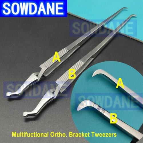 Dental Orthodontic Multifunctional Tweezers Posterior Brackets Buccal Tube Lingual Buttons Bonding Tweezer Holder Placer