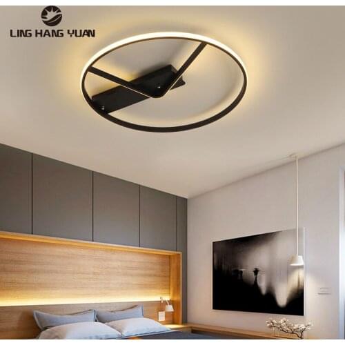 Black frame Led Chandelier 110v 220v Modern Ceiling Chandelier Lighting for Living room Bedroom Dining room Kitchen Lustre Led