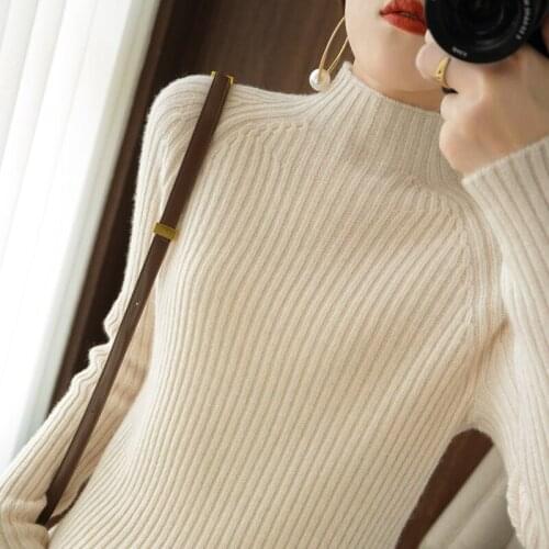 Turtleneck Sweater Women Fashion 2021 New Stretch Tops Women Candy Color Knitted Pullovers Long Sleeve Bottoming Knitted Sweater
