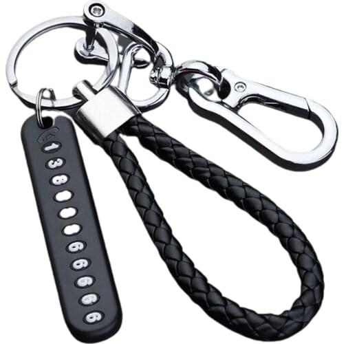 Anti-lost Phone Number Plate Car Keychain Pendant Auto Vehicle Phone Number Card Keyring Key Chain Car Interior Accessories