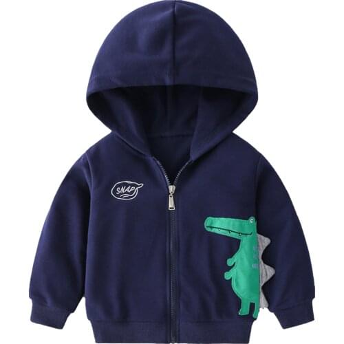 Casual Boys Hoodies Kids Spring Autumn Jacket Clothes Dinosaur Applique Zipper Coat Children Sweatshirt Outerwear Baby Clothing