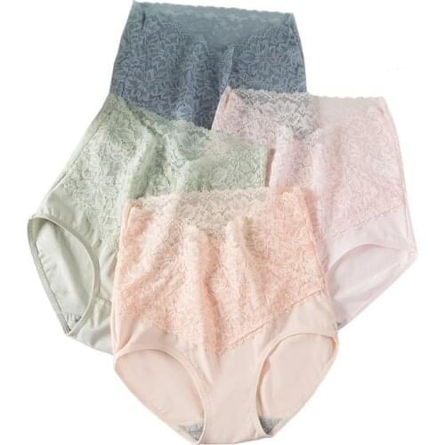 M-XL 7 colors Sexy Lingerie Women Panties High Waist Body Shaper Underwear Floral Lace Female Briefs Pants