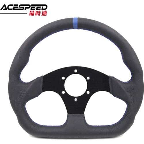 Universal modified racing 13 "330mm flat drift steering wheel leather steering wheel handle spinner