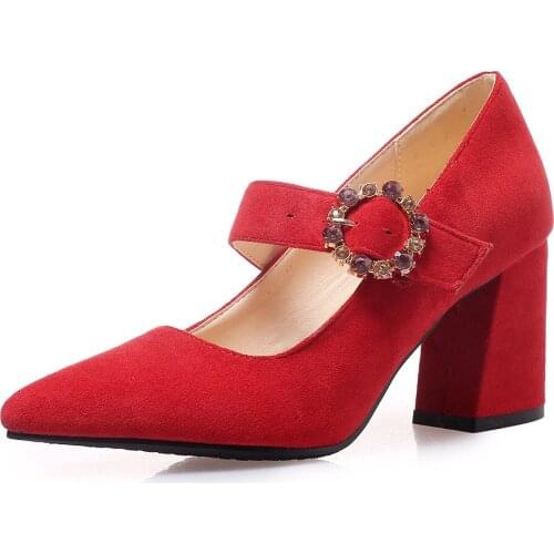 Spring new shoes with thick with pointed 32-2019 suncoo 46 shallow mouth single shoes of 19216 yards