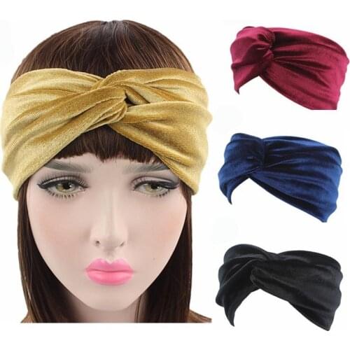 New Hair Accessorie Lady crossed headband with gold velvet scarf cap Female Earmuffs Warmers Scrunchy Twist Hair Clip Headband