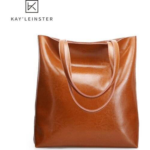 Oil Wax Leather Women Tote Bags Large Capacity Female Shoulder Bag Simple Luxury Handbags Fashion Crossbody Bags Elegant Purse