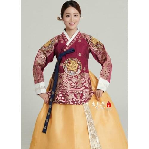 Ladies Hanbok Korean Skirt South Korea Imported Foreign Satin Tang Suit Hanbok Bride Bronzing Hanbok Ancient Court Hanbok