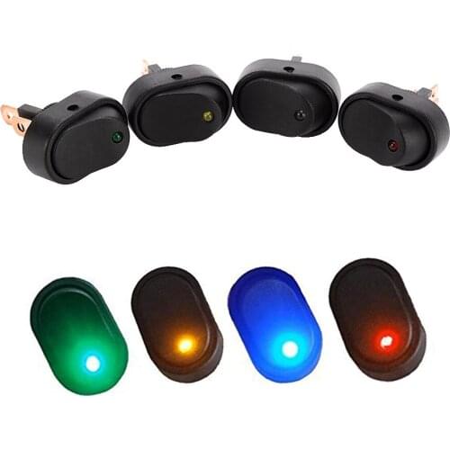 1Pcs LED Dot Light Rocker Switch 12V Car Auto Boat Marine ON/OFF Toggle SPST Switch with Indicator Auto Accessories