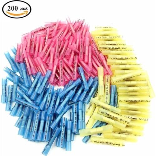200Heat Shrink Butt Connectors Waterproof Wire Connectors Automotive Marine Grade Electrical Terminals Crimp Butt SpliceTerminal