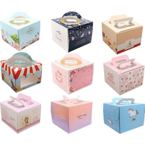 40pcs/lot birthday cup cake packaging box Wholesale Kraft paper Cake Box with handle,brown cup cake box handle