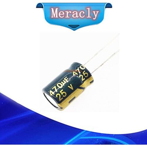 30pcs/lot T10 25V 470UF Low ESR/Impedance high frequency aluminum electrolytic capacitor size 8*12 470UF25V 20
