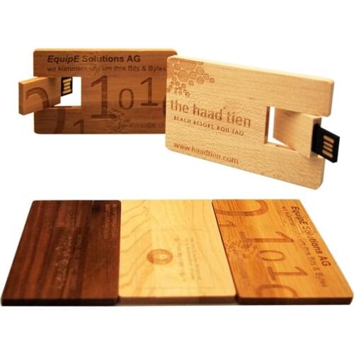 Bamboo & Walnut Wood Card Model Custom Logo Pendrive Usb Flash Drive Memory Stick Usb 2.0 4GB 8GB 16G 32GB 64GB Photography Gift