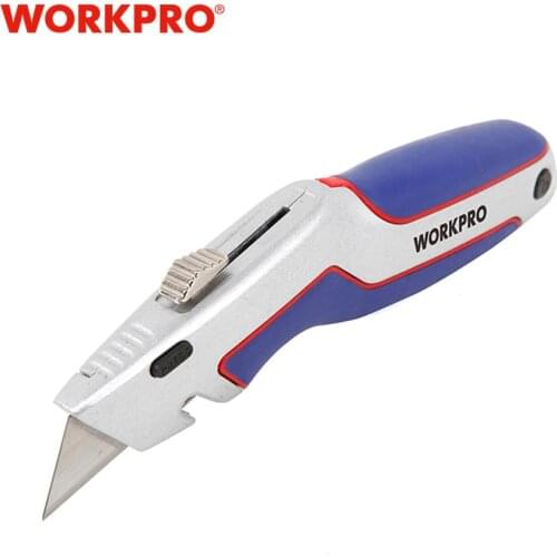 WORKPRO Retractable Utility Knife Quick-change Aluminum alloy with 3 extra blades With cut rope function
