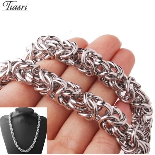 Tiasri 10mm Silver Color Mens Necklace Bracelet High Quality Stainless Steel Chain Gothic Style Link Round the Neck Chain Gift