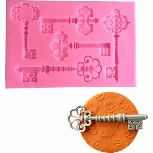 DIY Sugar craft Cake Vintage key Silicone Mold Fondant Mold Cake decorating Tools Gum paste Mold