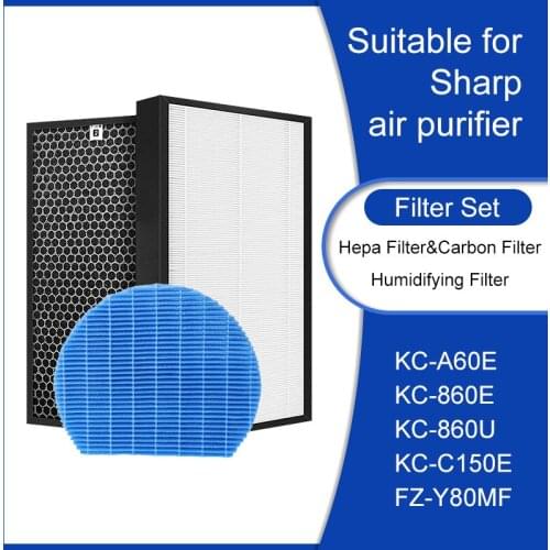 For Sharp FZ-A60HFE FZ-A60DFE FZ-A60MFE Air Purifier Replacement HEPA and Activated Carbon and Humidifying Filter for KC-A60E