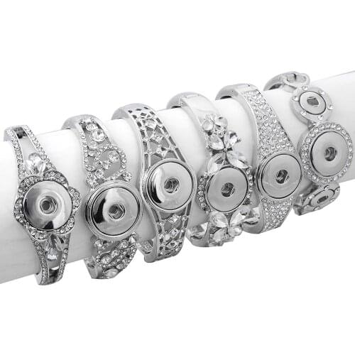 Hot Sale Snap Jewelry Metal Snap Bracelet Bangle Rhinestone Bracelet Fit 18mm 20mm Snap Button Jewelry For Women