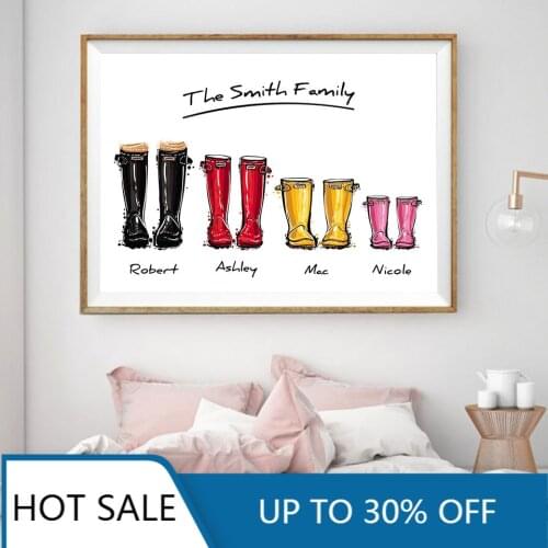 Custom Family Print Gift Personalised Wall Art Canvas Painting Poster boot Wall Decor Pictures For Home Living Room Decor