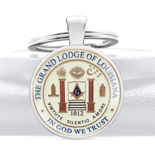 Classic Free and Accepted Masons The Grand Lodge Of Louisiana In God We Trust Glass Cabochon Key Chain