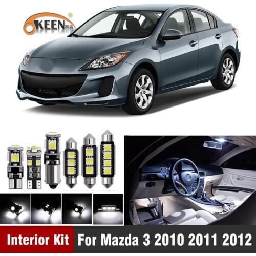 9Pcs White Canbus LED Bulbs Car Bulbs Interior Light Kit For Mazda 3 2010 2011 2012 Map Dome Trunk Plate Light Car Accessories