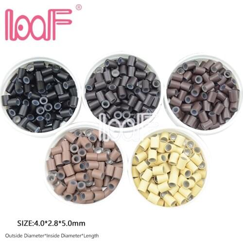 LOOF 1000pcs 4.0*2.8*5.0mm Silicone Copper Hair Beads Micro Rings /Tubes /Links/Beads For Hair Extensions Tools Accessories