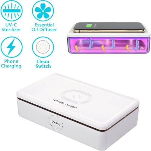 Multifunctional UV Sterilizer Wireless Charger Box Aromatherapy Function Disinfector,Cell Phone Cleaners UV Light Sanitizer Box