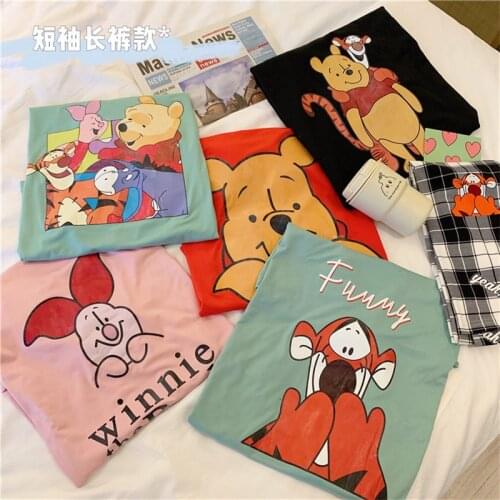 Disney Mickey Minnie Fashion Trend Cartoon Pajamas Women Short-Sleeved Trousers Wear Casual Home Service Suits