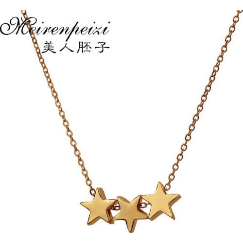 Fashion Choker Necklace Sparkling Stars Pendant Necklace Silver Fashion Statement Necklace Three Stars Women Girl Jewelry
