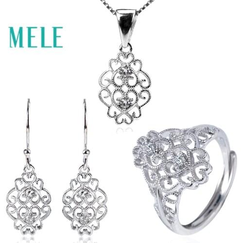 Natural diamond 925 syerling silver Jewelry Sets for women,1.8mm round cut gemstone fashion and classical fine jewelry