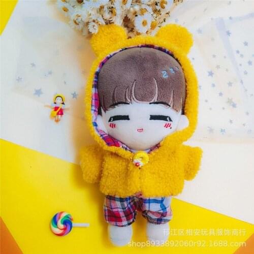 2021 new 3pc/set 20cm cute star idol Plush Doll Suit Yellow bear Doll Accessories Birthday Present Replaceable Clothes Toys Gift