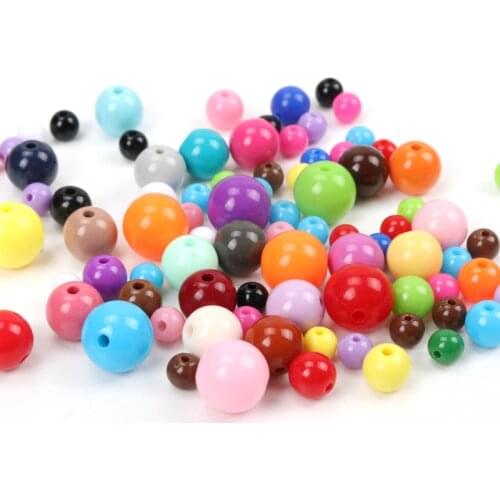 2019 New Arrivals Mixed Solid Round Bead Ball Acrylic Spacer Loose Beads For Jewelry Making 6/8/10/12/14/16/18mm YKL0217