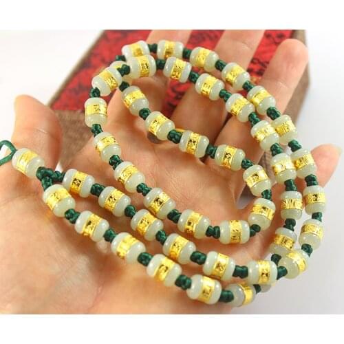 Natural jade necklace and Tian Yu Lu Lu Tong men Zi ock necklace with certificate Lanyard Thousands of gold and jade necklace