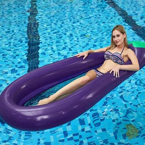 Swimming Pool Float Raft Swimming Lounge Toy Mesh Bed Air Floating 2.5m Giant Eggplant Summer Outdoor Beach