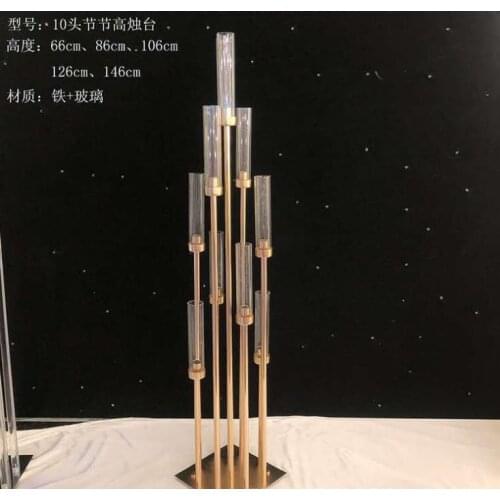 8/10 Heads Metal Candelabra Candle Holders Road Lead Table Centerpiece Gold Candelabrum Stand Pillar Candlestick For Wedding SN