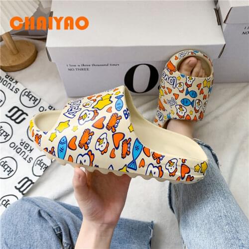 Slides for men Cartoons Designer Kanye West men Women 2021 fashion summer mens slide bone casual slippers beach shoes Sandals