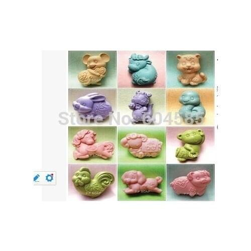 12 Anmails Craft Art Silicone Soap mold Craft Molds DIY Handmade soap molds