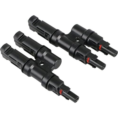 1 Pair 2-IN-1 Solar Panel T Branch Connectors Cable Splitter Male/Female Coupler Combiner MMF + FFM