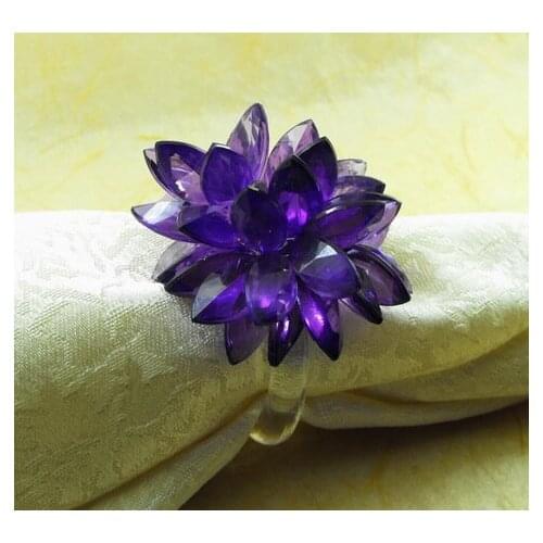 Dark purple crystal flower napkin ring