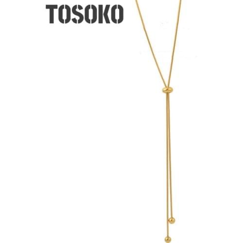 TOSOKO Stainless Steel Jewelry Three Dimensional Round Snake Necklace With Lala Buckle Female Fashion Fhain BSP554